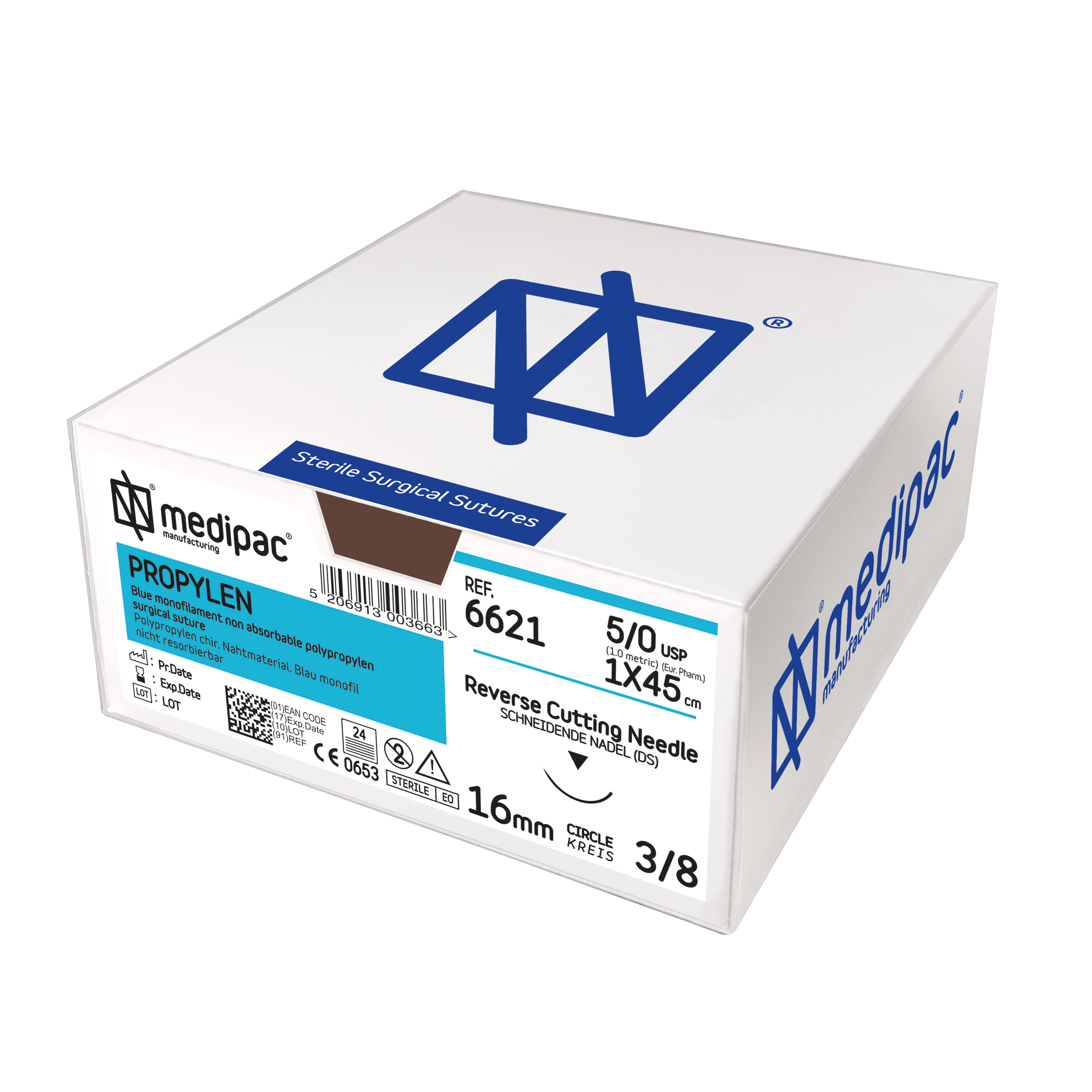 Хирургическая нерезорбируемая синтетическая полипропиленовая нить Propylen с иглой Medipac