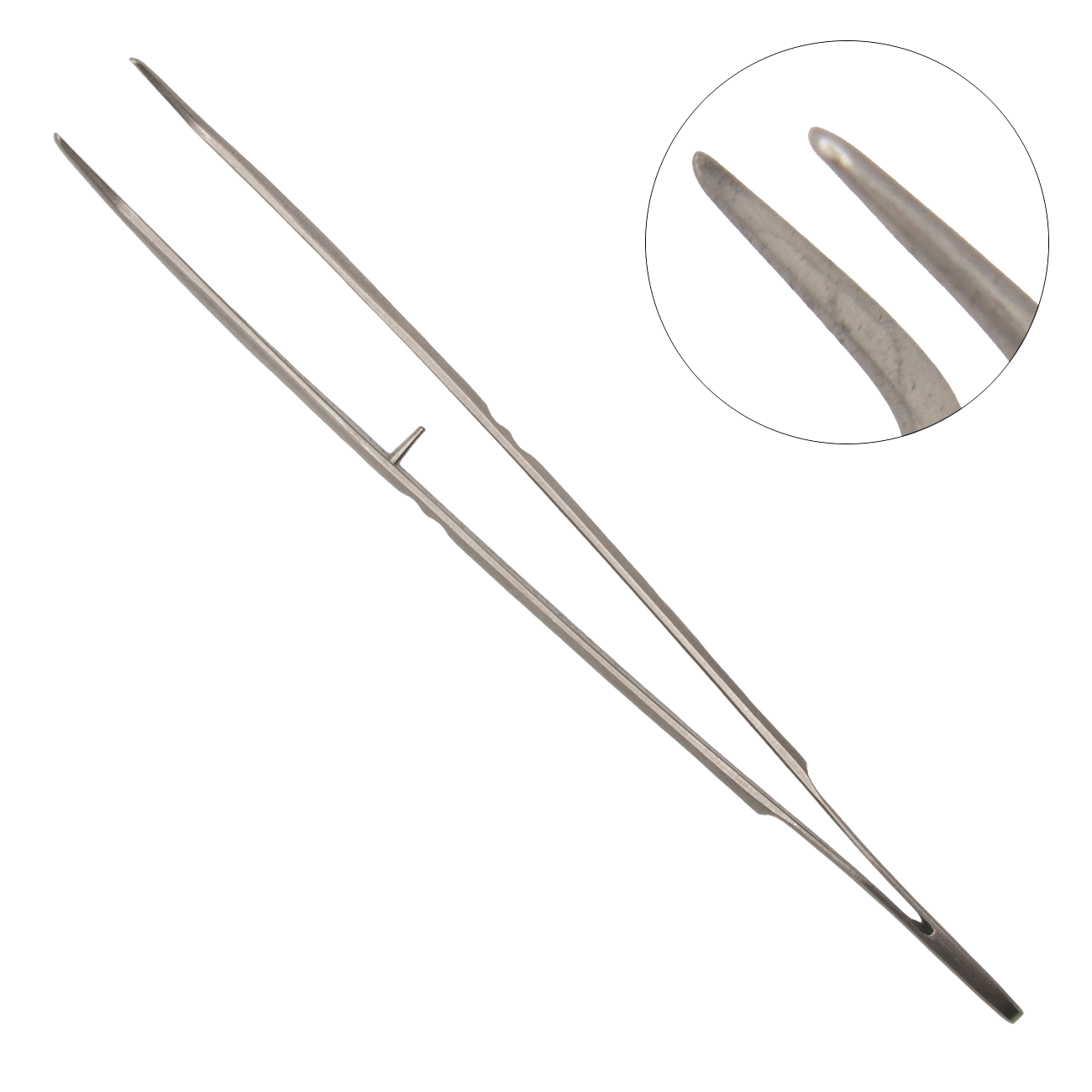 Остроконечный изогнутый пинцет London-College без насечек, 150 мм