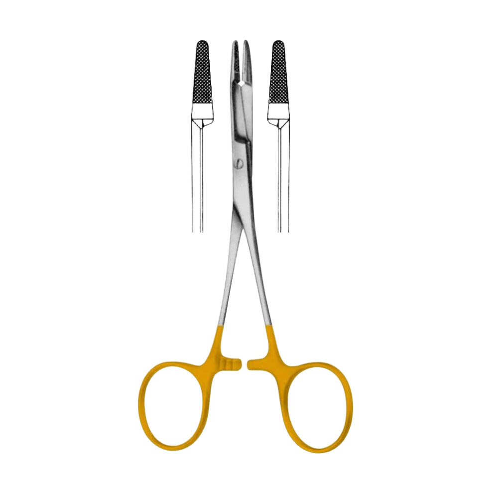 Зажим для шовной лигатуры (иглодержатель) Olsen-Hegar, твердосплавные вставки, 165 мм с шовными/лигатурными ножницами