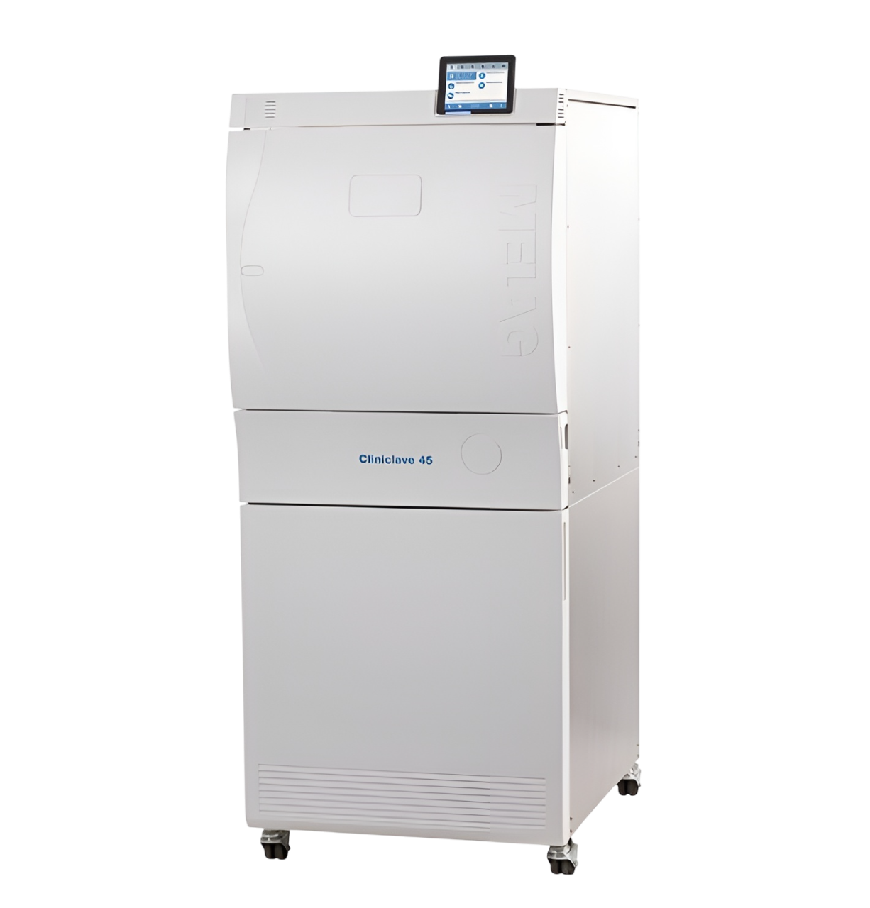 Стерилизатор паровой Cliniclave 45 MELAG 105 л Ø44×72 см левые петли с тележкой и лотками