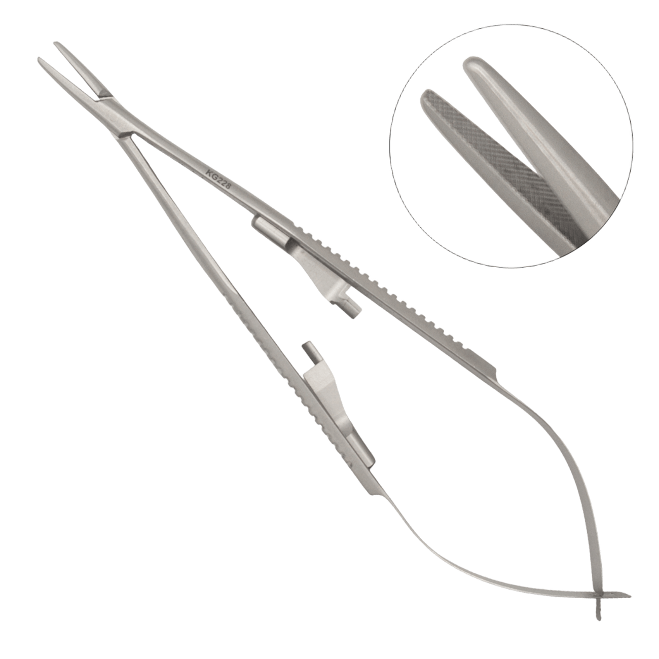 Микро-зажим для шовной лигатуры (иглодержатель) Castroviejo, прямые губки, 140 мм