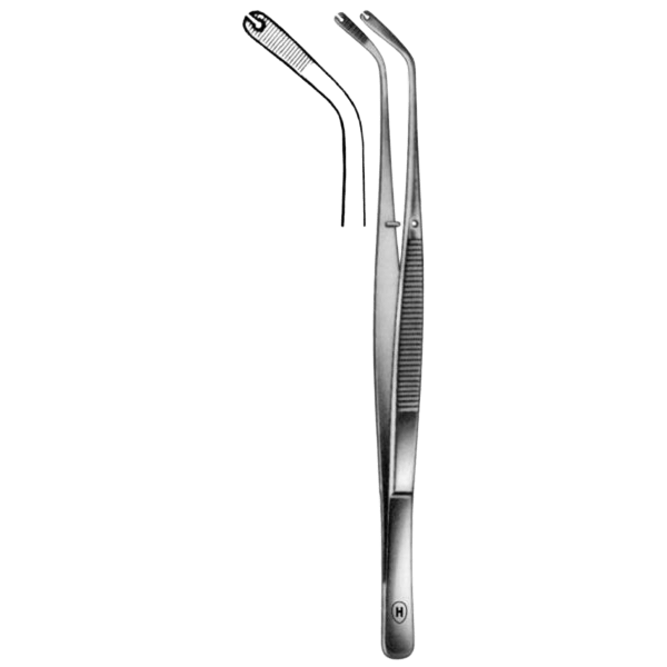 Изогнутый шовный пинцет, 150 мм