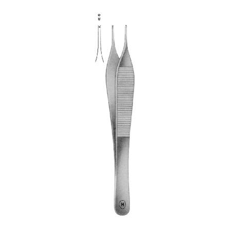 Хирургический, тонкий пинцет Micro-Adson, шипы 1:2 120 мм