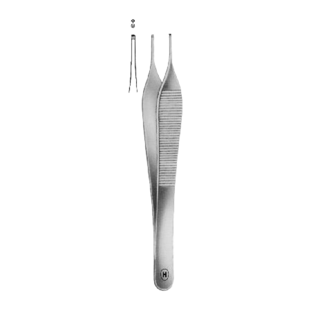 Хирургический пинцет Adson, шипы 1:2, 120 мм