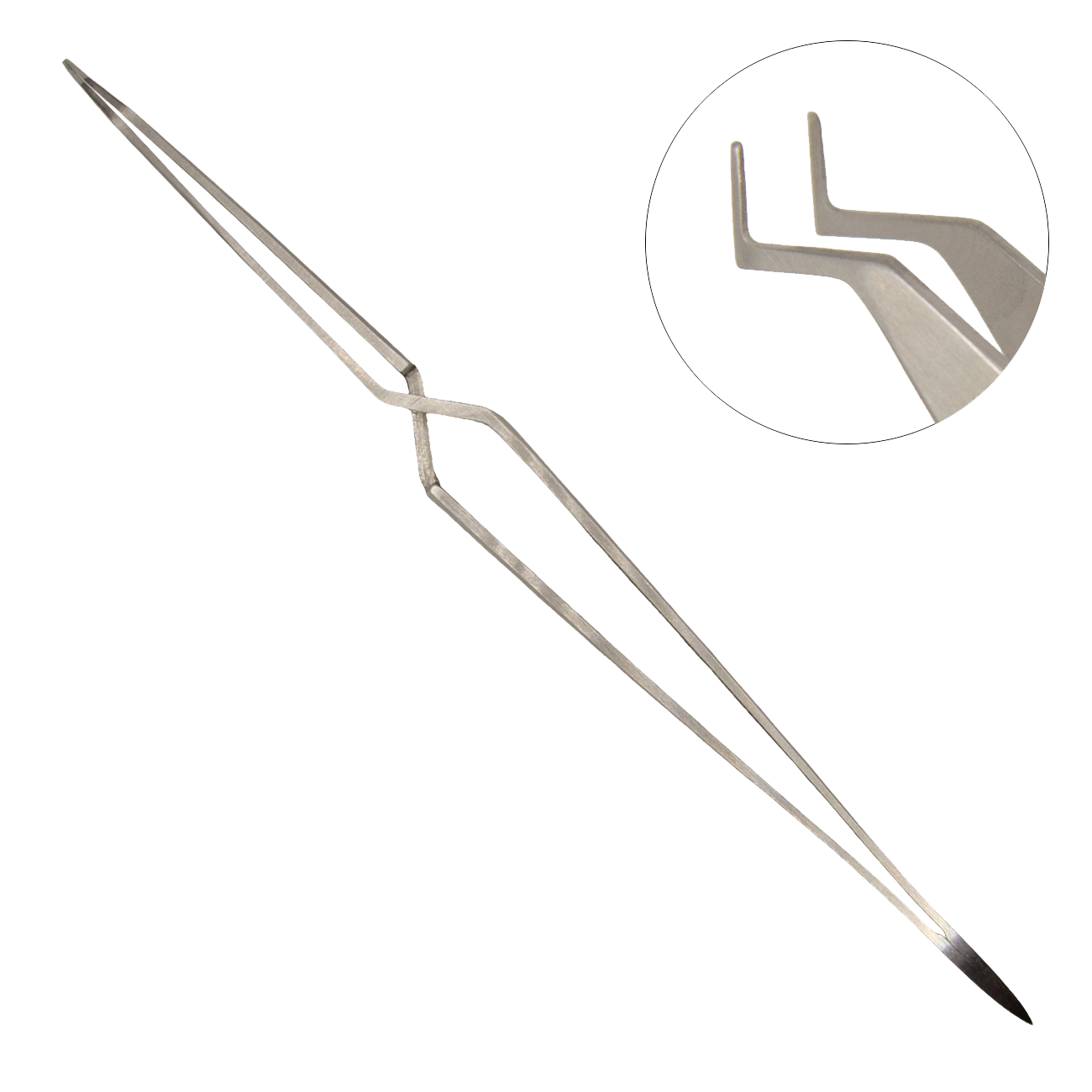 Самоудерживающий пинцет с узкими щечками для замков брекетов 130 мм