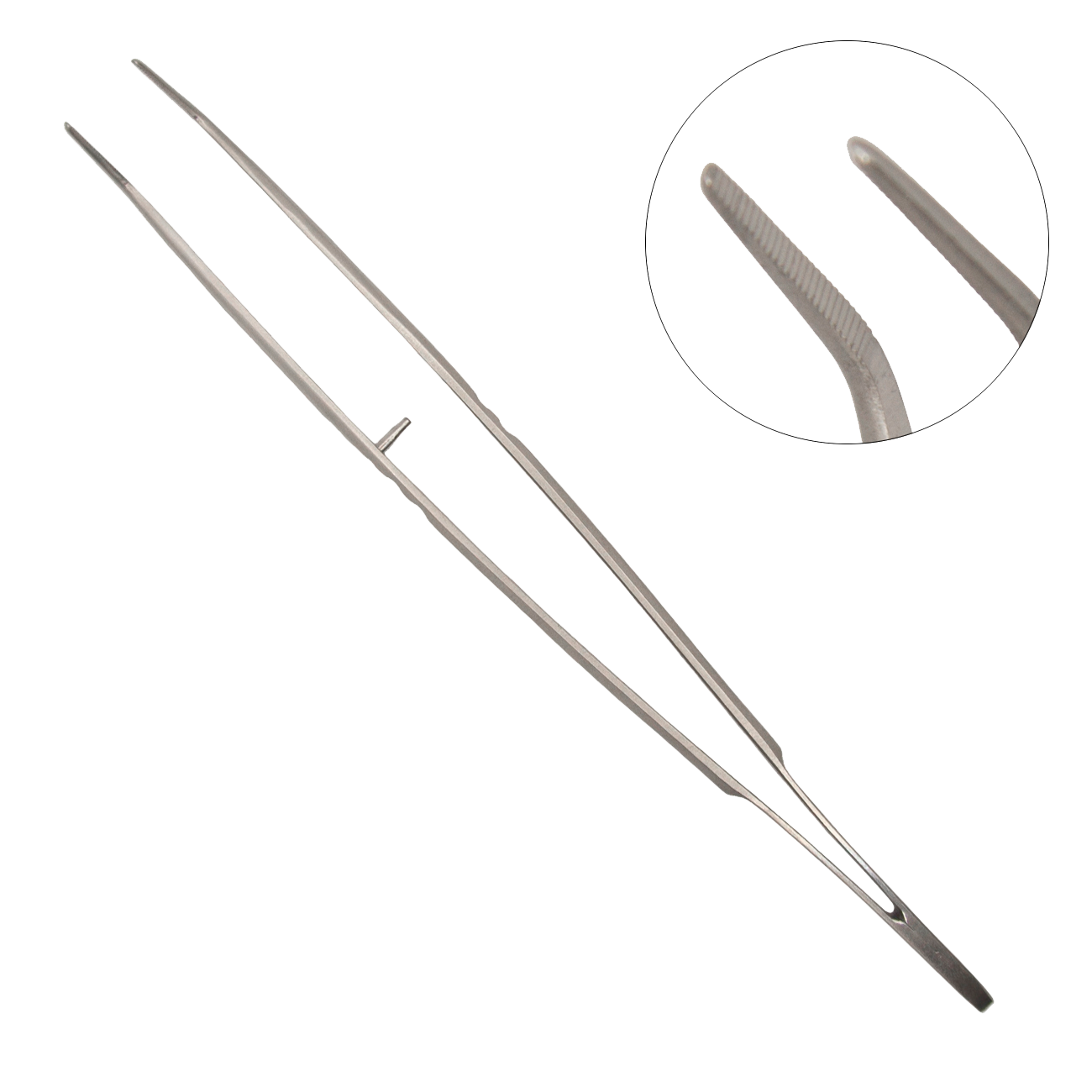 Остроконечный, изогнутый, бороздчатый пинцет London-College, 150 мм