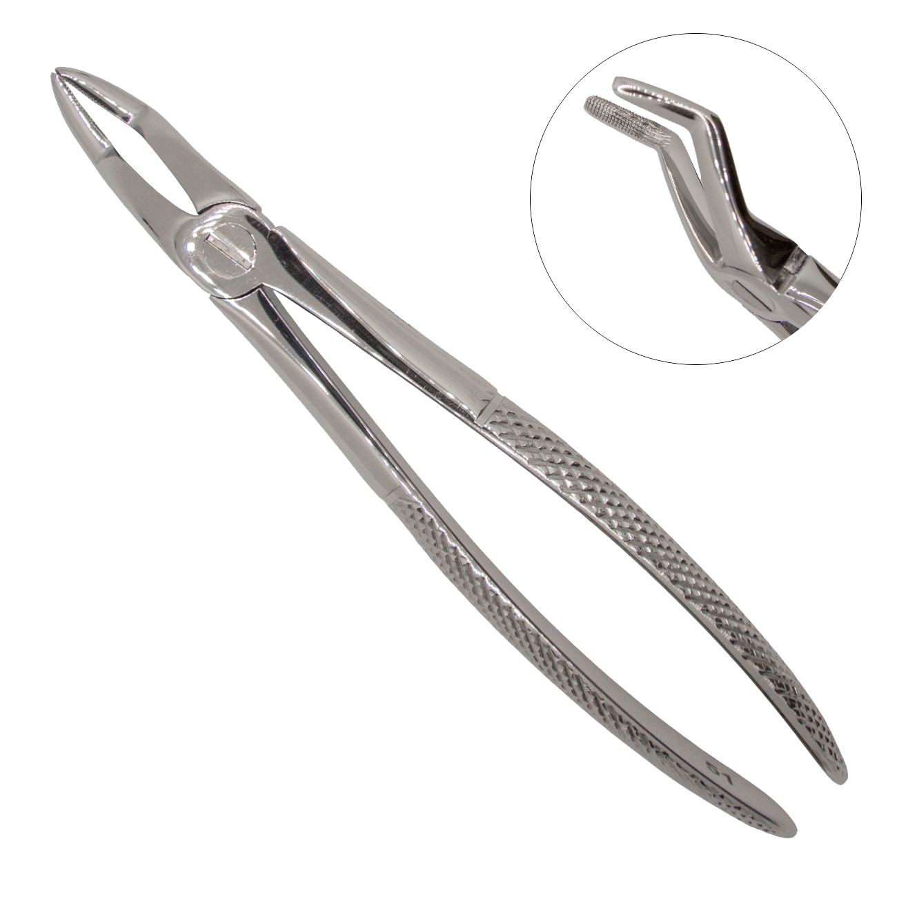 Щипцы №51 для удаления корней верхних зубов (11-18,21-28) английская форма, нескользящие, облегченные губки