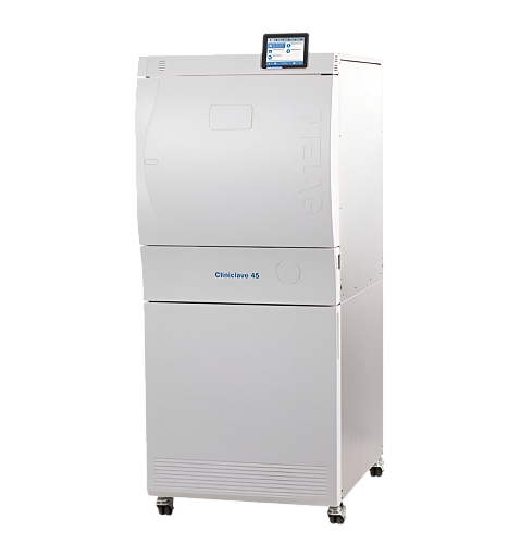 Паровой стерилизатор Cliniclave 45 MELAG 105 л Ø44×72 см левые петли с тележкой и лотками