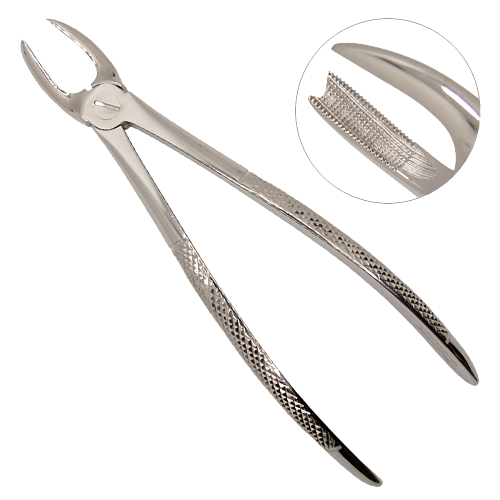 Щипцы №90 для удаления левых верхних моляров (16,17,18), английская форма, губки с продольными насечками