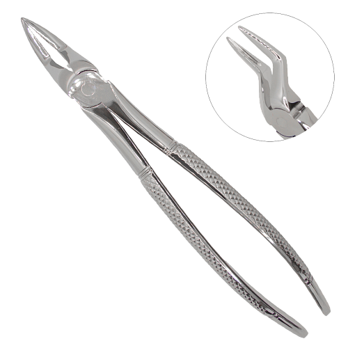 Щипцы №51А для удаления корней верхних зубов (11-18,21-28) английская форма, губки с продольными насечками