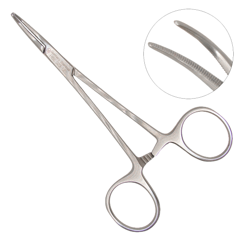 Атравматичный кровоостанавливающий, изогнутый зажим Halsted-Mosquito  диссектор, 120 мм