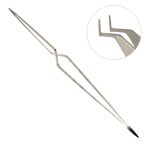 Самоудерживающий пинцет с узкими щечками для замков брекетов 130 мм