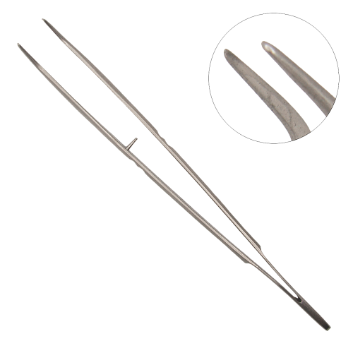 Остроконечный изогнутый пинцет London-College без насечек, 150 мм
