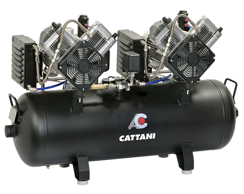 Компрессор на 5-6 установок (1-фазный), 2 двигателя по 2 цилиндра, ресивер 100 л Cattani