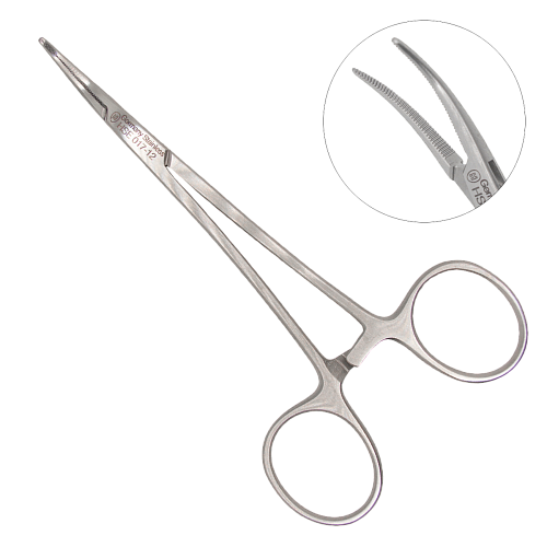 Атравматичный кровоостанавливающий зажим Micro-Halsted изогнутый диссектор, 125мм