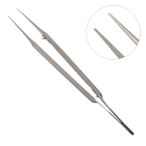 Микрохирургический пинцет 6,0 x 0,4 mm, шипы 3:4, круглая ручка, 155см